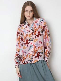 VERO MODA - Pink Printed Relaxed Fit Shirt