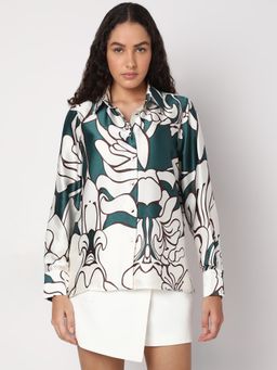 VERO MODA - White and Green Printed Shirt