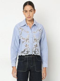 VERO MODA - Blue Lace Striped Shirt