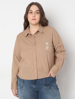 VERO MODA - Curve Tan Cotton Shirt