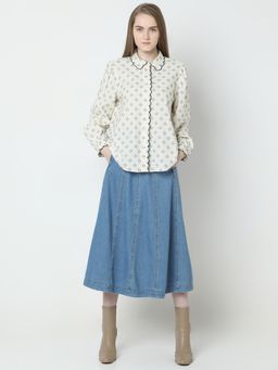 VERO MODA - Beige and Black Printed Shirt