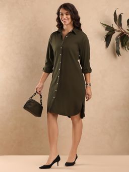 Gazillion - Dante Rayon Extra Long Shirt for Women Olive
