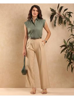 Gazillion - Darren Sage Green Cap Sleeve Shirt for Women