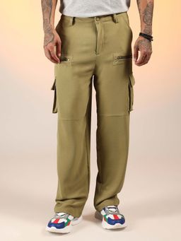Campus Sutra - Men's Khaki Relaxed-Fit Cargo Pant