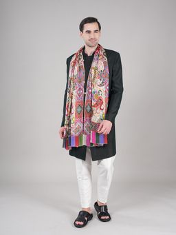 MUFFLY - Maroon Men Printed Bamboo Stole
