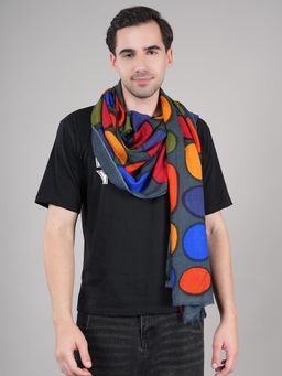 MUFFLY - Grey Men Printed Pure Wool Stole