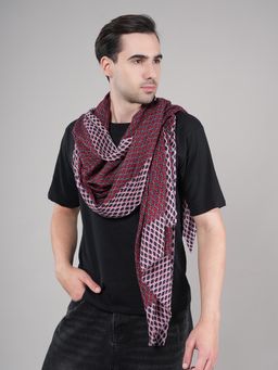 MUFFLY - Maroon Men Printed Pure Wool Stole