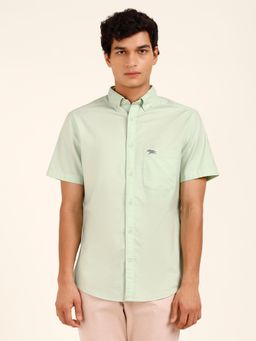 Andamen - Oxford Half Sleeve Slim Green Shirt