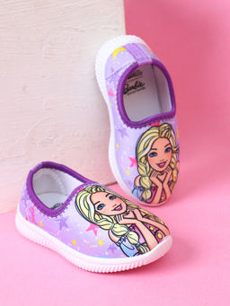 Kidsville - Official Barbie Printed Lycra Purple Sneakers for Girls