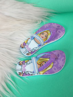Kidsville - Official Barbie Printed Purple Flipflops for Girls