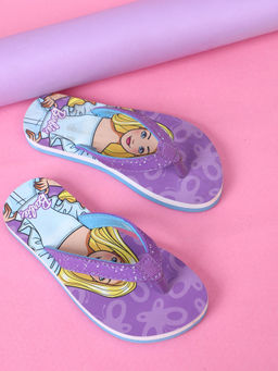 Kidsville - Official Barbie Printed Purple Flipflops for Girls