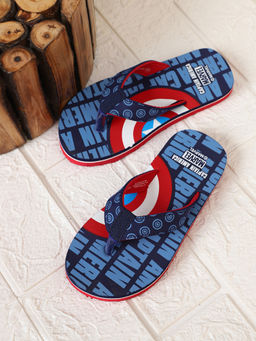 Kidsville - Official Captain America Navy Blue Printed Flipflops for Boys