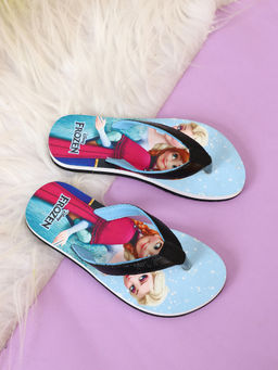 Kidsville - Official Frozen Printed Black Flipflops for Girls