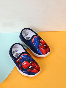 Kidsville - Official Spiderman Navy Blue Printed Lycra Sneakers for Boys