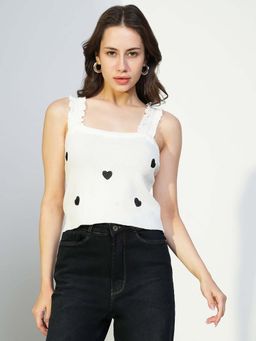 SHOWOFFFF - Basic Women's White Conversational Fitted Top