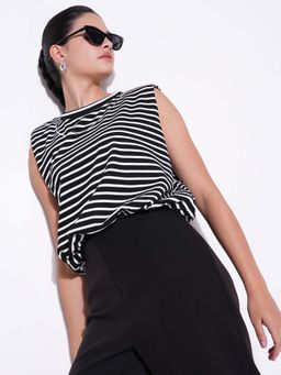 SHOWOFFFF - Basic Women's Black Horizontal Stripes Top