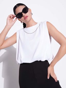 SHOWOFF - Basic Women's White Solid Top