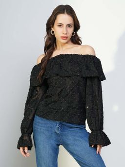 SHOWOFF - Classic Women's Black Floral Top