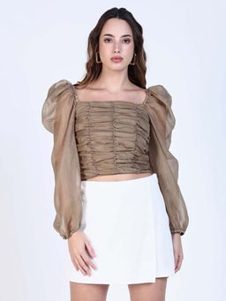 SHOWOFF - Classic Women's Olive Solid Crop Top