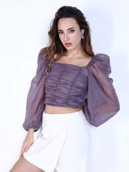 SHOWOFF - Classic Women's Purple Solid Crop Top