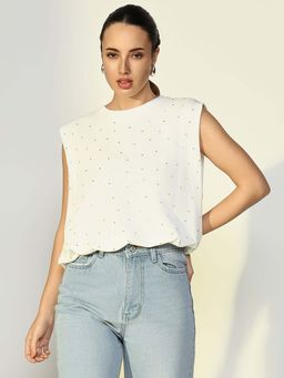 SHOWOFF - Edition Women's Solid White Blouson Top