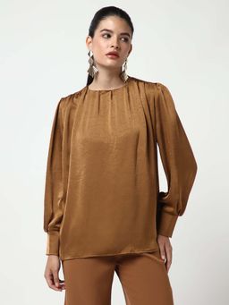 SHOWOFF - Classic Women's Brown Solid Top