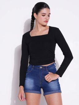 SHOWOFF - Basic Women's Black Solid Top