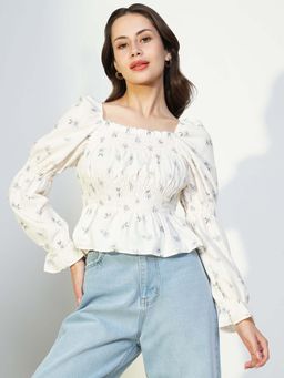 SHOWOFFFF - Women'S Cream Floral Top