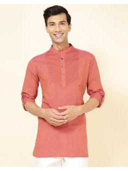 Fabindia - Rust Cotton Thigh Length Slim Fit Short Kurta