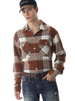 Jack & Jones - Men Brown Checks Regular Fit Shirt
