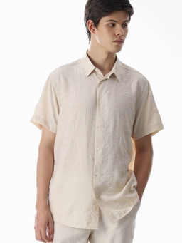 Jack & Jones - Men Beige Comfort Fit Self Design Shirt