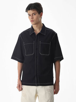 Jack & Jones - Men Black Solid Oversized Fit Shirt