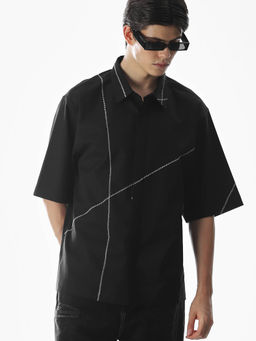 Jack & Jones - Men Black Embroidered Oversized Fit Shirt