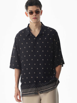 Jack & Jones - Men Black Printed Oversized Fit Shirt