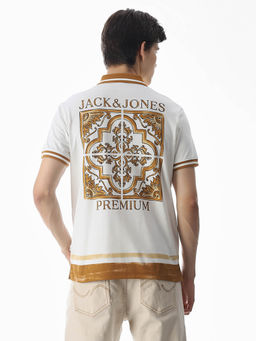 Jack & Jones - Men White Printed Regular Fit Polo T-shirt