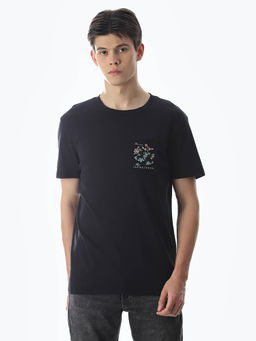 Jack & Jones - Men Black Floral Print Regular Fit T-shirt