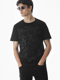 Jack & Jones - Men Black Floral Print Regular Fit T-shirt