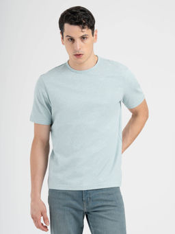 Red Tape - Men Blue Melange Structure T-shirt