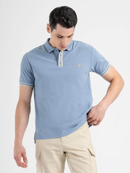 Red Tape - Men Light Blue Polo Neck Regular Fit T-shirt