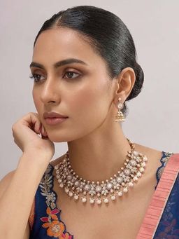 Auraa Trends - Royal Kundan Pink Stone Jewellery Set