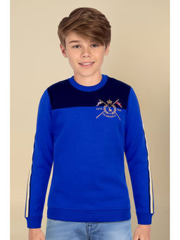 Allen Solly - Boys Blue Color Block Regular Fit Sweatshirt