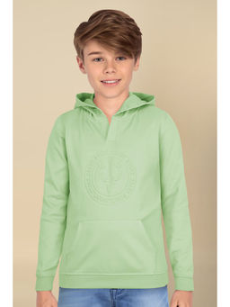 Allen Solly - Boys Green Solid Regular Fit Hoodie