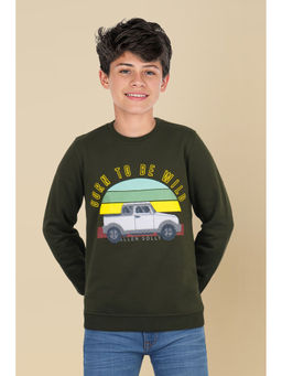 Allen Solly - Boys Olive Graphic Print Regular Fit Sweatshirt