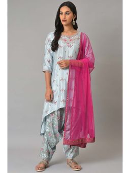 W - Women Yellow Floral Print Cotton Kurta With Straight Pant