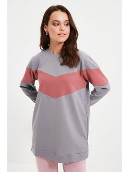 Trendyol - Womens Grey Colorblock Sweatshirt