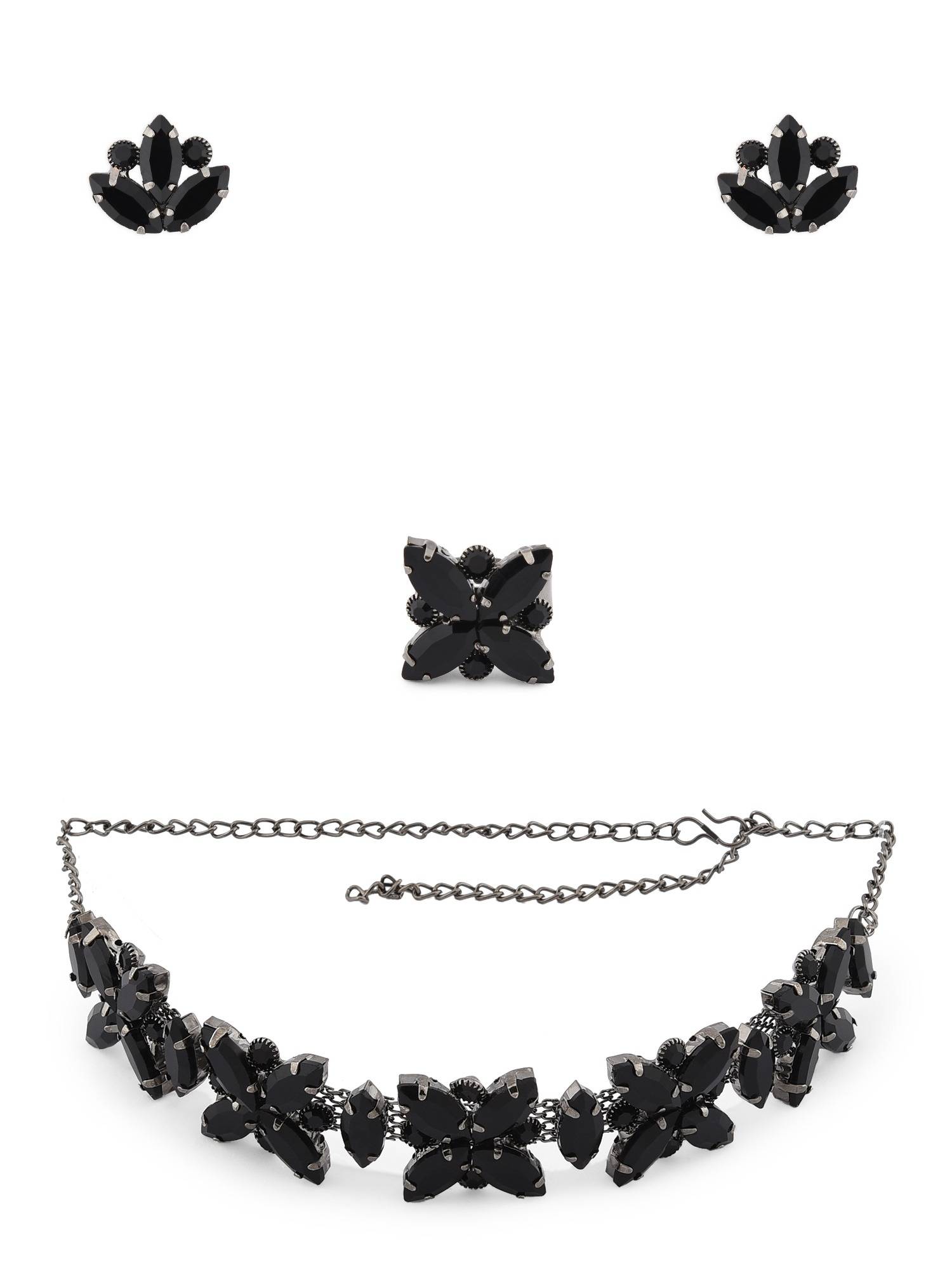 Buy Zaveri Pearls Black Dazzling Stones Contemporary Necklace