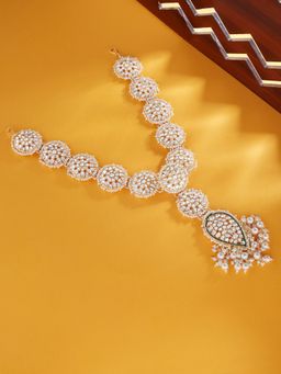 Zaveri Pearls - Gold Tone Kundan & Pearls Bridal Matha Patti Style Maangtikka-ZPFK13533