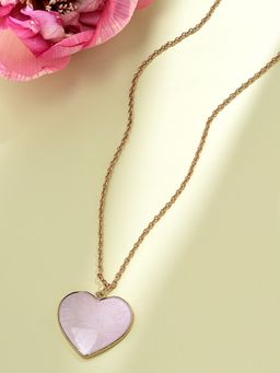 Zaveri Pearls - Pink Meenakari Heart Pendant Contemporary Chain-ZPFK14564