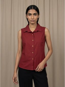ZNKL - Maroon Flared Collar Neck Shirt