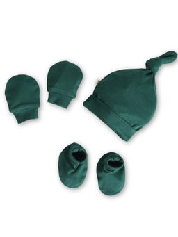 Cocoon Care - Bamboo Cotton Huntgreen Color Cap With Mittens & Booties